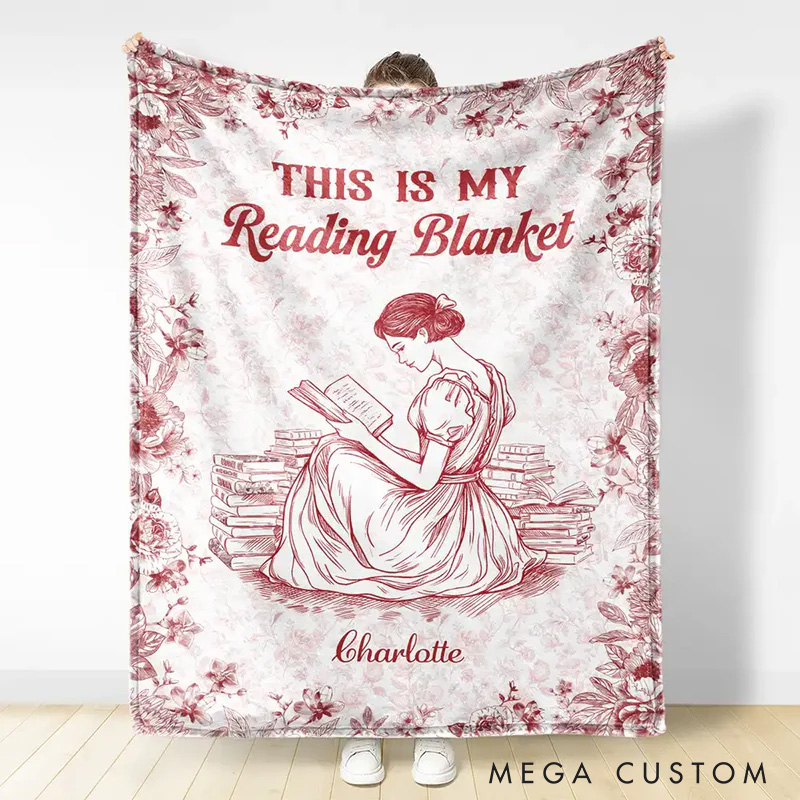 Personalized This is My Reading Blanket Soft Throw Blanket with Name Book Lover Blanket Reader Birthday Gift for Women Girl Bookish Bookworm