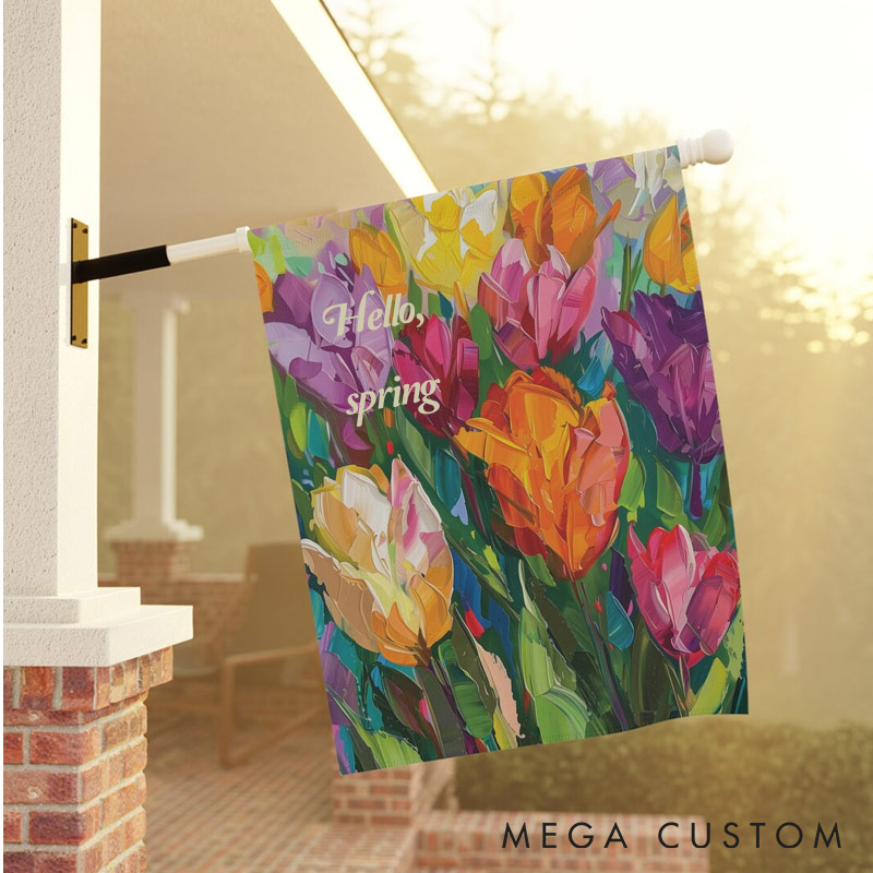 Personalized Tulip Garden Flag Painted Flower Yard Flag Spring Garden Flag Summer Decor Double Sided for Garden Lovers