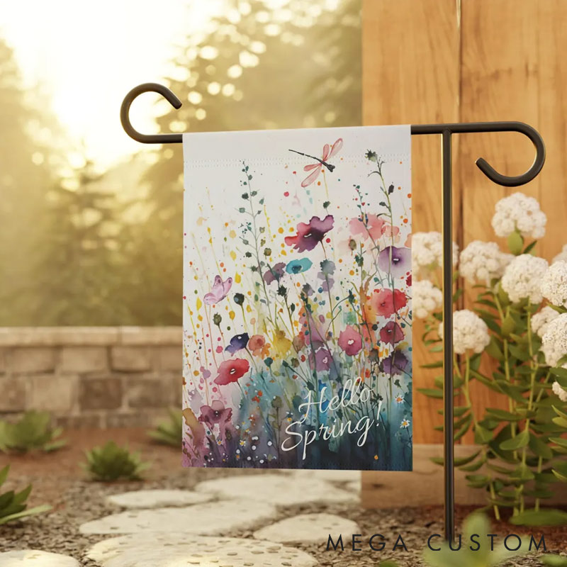 Personalized Watercolor Wildflowers Garden Flag Yard Flag Spring Garden Flag Summer Decor Double Sided for Garden Lovers