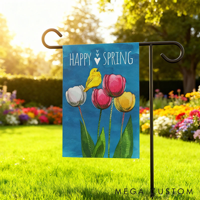 Personalized Springtime Serenade Garden Flag Yard Flag Spring Garden Flag Summer Decor Double Sided for Garden Lovers
