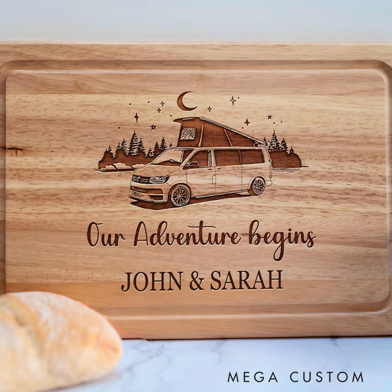 Personalised Transporter Camper Van Pop Top Campervan Chopping Board Gift Couple Outdoor Lovers Gift
