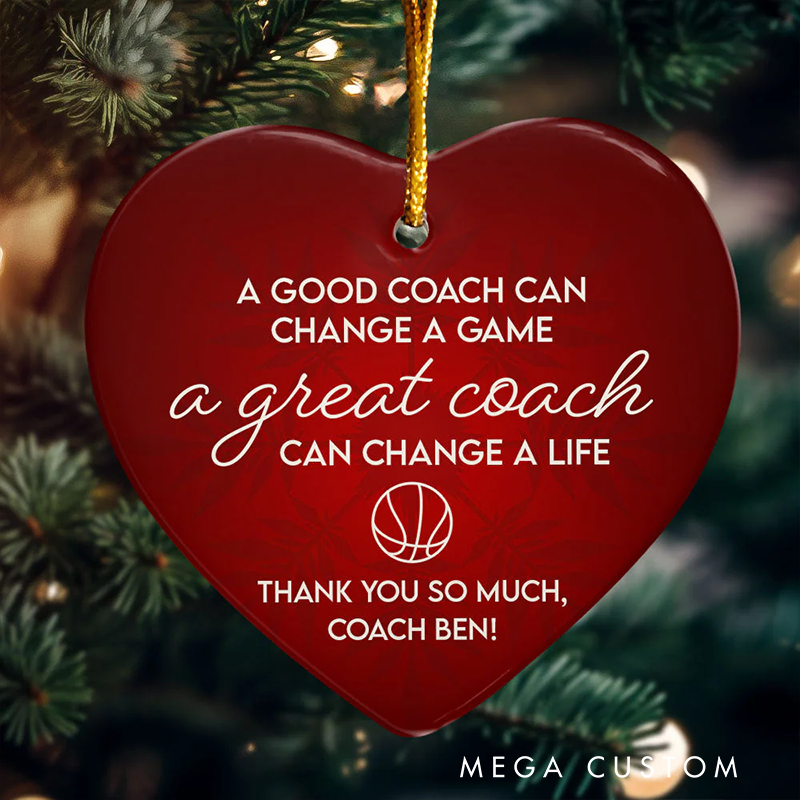Personalized Ornament Basketball Heartfelt Coach Appreciation A Great Coach Can Change a Life
