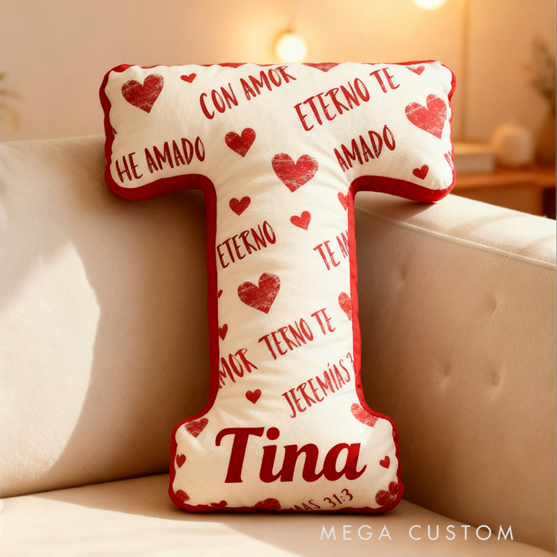 Personalized I Have Loved You with an Everlasting Love Letter Pillow with Custom Name Home Decor Valentine's Day Gift Bible Verse Graphic 3D Print