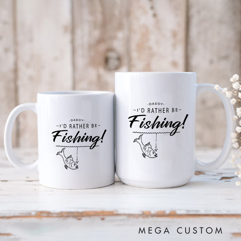 Personalized Fishing Mug Funny Coffee Mug I’d Rather Be Fishing Design Gift for Anglers Perfect for Father’s Day Birthdays or Coffee Lovers