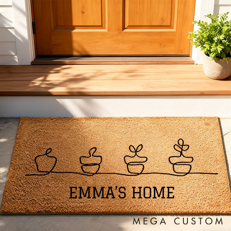 Personalized One line growing plant Doormat for Garden Lovers