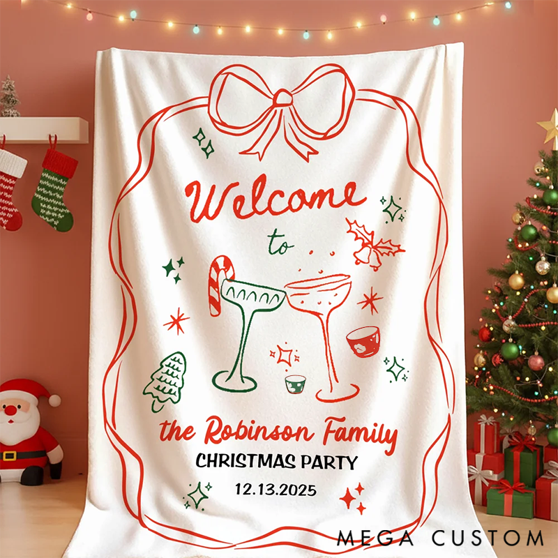 Personalized Hand-Drawn Style Soft Throw Blanket with Name and Date For Family
