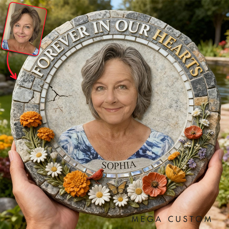 Personalized Memorial Stone Forever In Our Hearts for Loss of Loved One Sympathy Gift Slate Grave Marker Keepsake Bereavement Gift