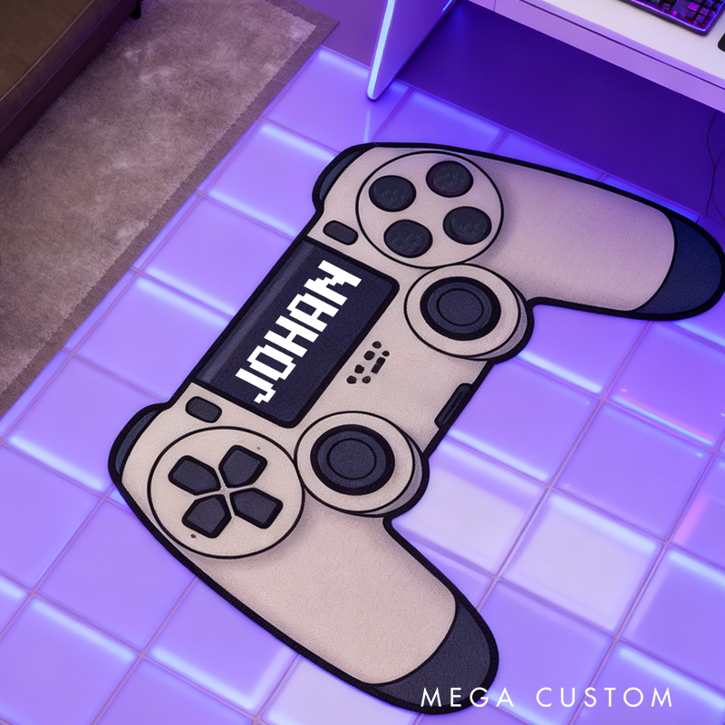 Personalized Retro Gamepad Themed Digital Print Carpet for Gamer Room Stream Setup or Teen Bedroom Decor Geek Gaming Lover Gift
