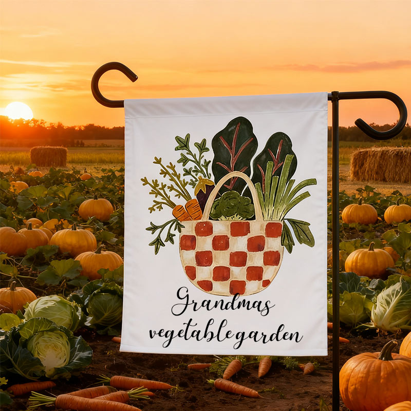 Personalized Harvest Basket Garden Flag Yard Flag Spring Garden Flag Summer Decor Double Sided for Garden Lovers