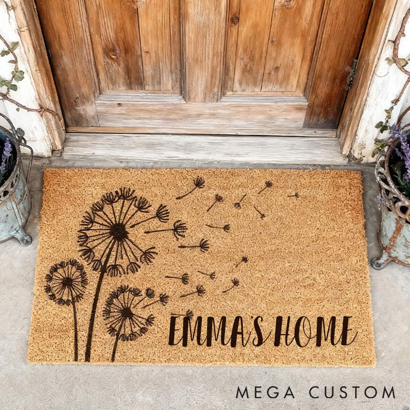 Personalized Dandelion Dream Doormat Welcome Doormat for Garden Lovers