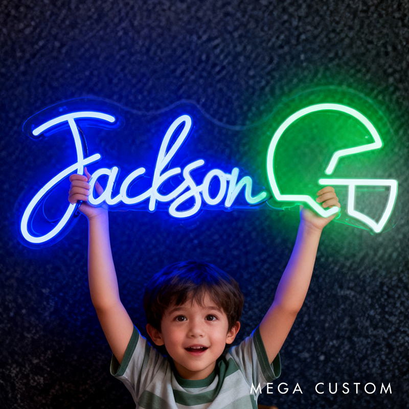 Personalized Football Neon Sign with Custom Name for Bedrooms or Game Rooms