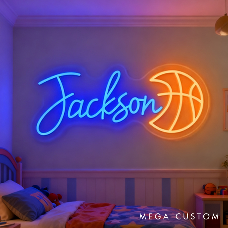Personalized Basketball Neon Sign with Custom Name for Basketball Enthusiasts