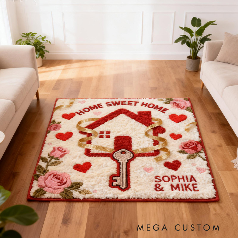 Personalized Home Sweet Home Doormat Custom Name Rug for Couples New Home Gifts Valentine's Day Gifts