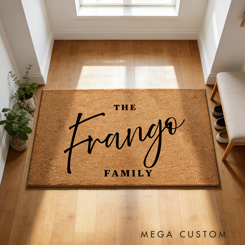 Personalized Family Name Doormat Modern Outdoor Welcome Mat Custom Coir Mat with Name Housewarming Gift 