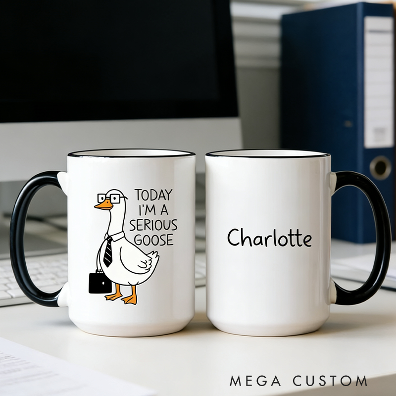 Personalized Coworker Mug Funny Geek Nerd Gift Office Humor Gift Custom Name Coffee Mug Serious Goose Mug