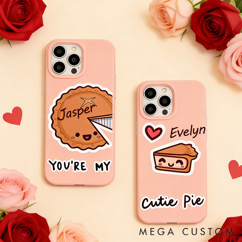Personalized Couple Phone Case Sweet Pie Phone Cases with Custom Name for Baking Lovers 