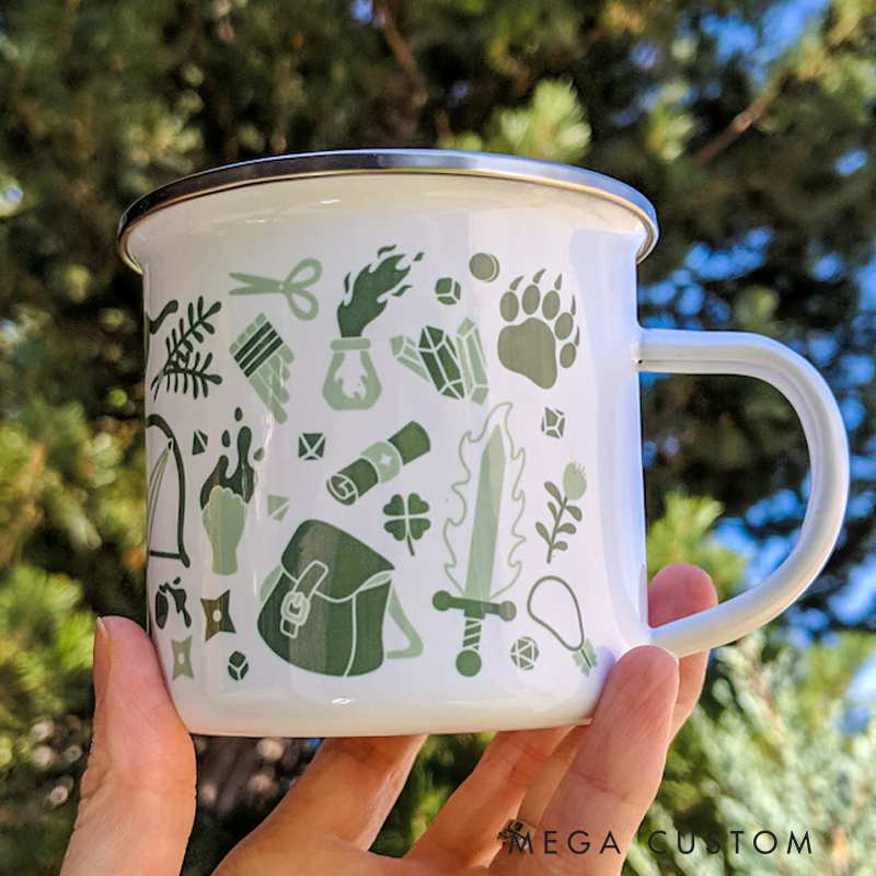 Personalized Adventure Is Calling Enamel Mug Dandd Mug Gifts for Hiking Outdoor Adventure Enthusiasts