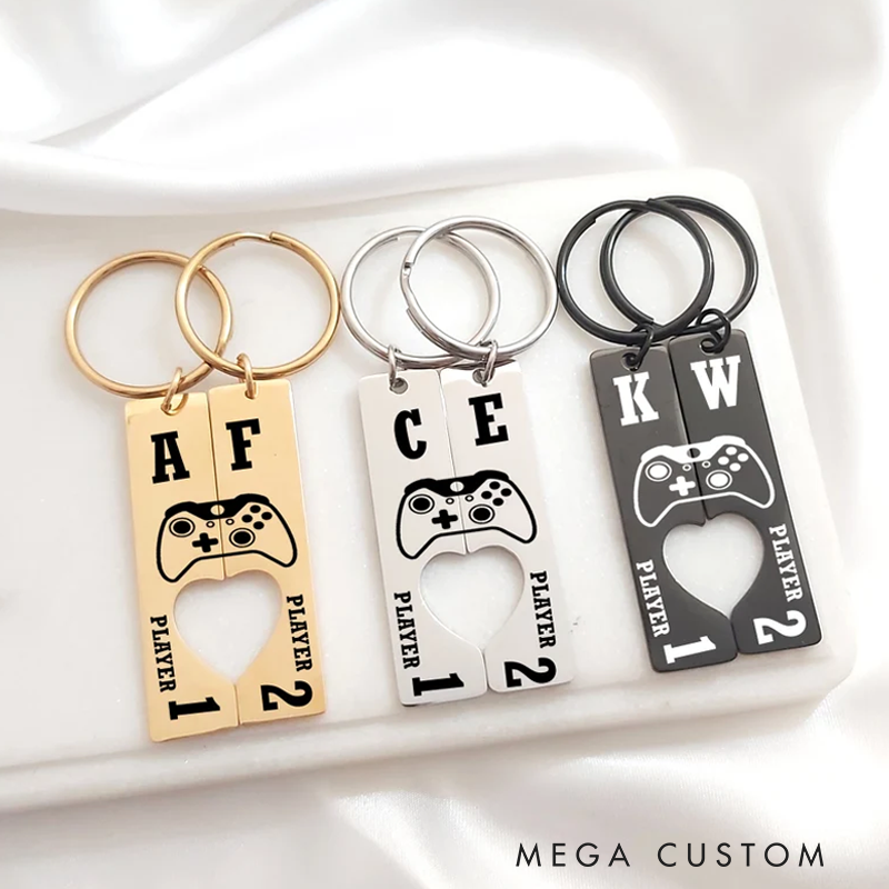Personalized Custom Couples Keychains Funny Keychain Anniversary Gift for Boyfriend Valentines Day Gift for Him Geek Gamer Lover Gifts