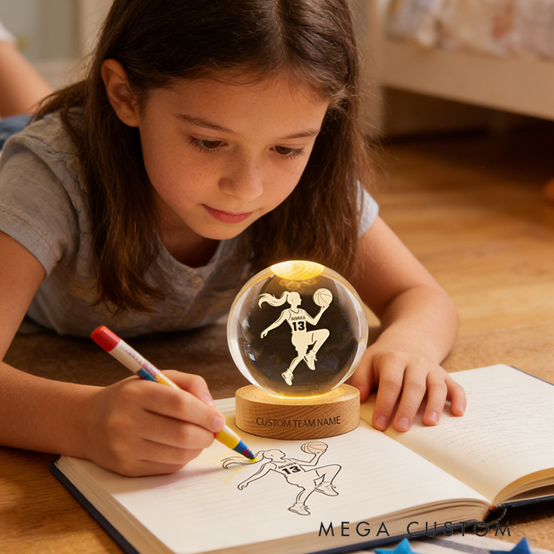 Personalized LED Basketball Crystal Ball Custom Text for Female Athletes