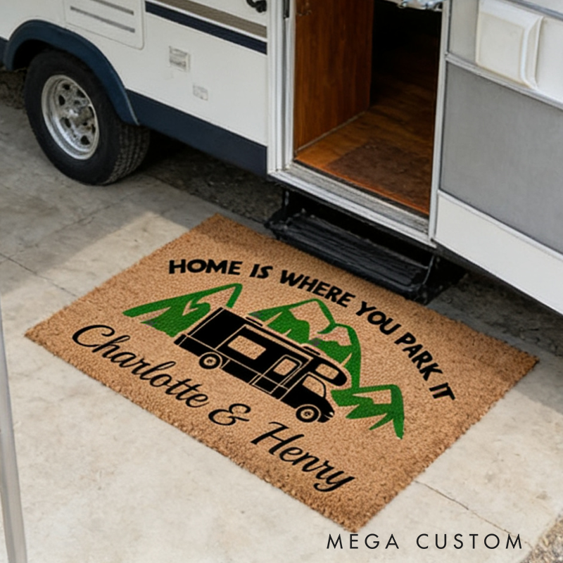 Personalized Camping Welcome Mat Home Is Where You Park It Class Custom Camping Gift Motorhome Mat Custom Rv Gifts Valentine’s Day Gift
