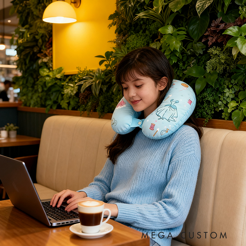 Personalized Graphic 3D Print Tale Blue Fairy Pillow with Custom Name for Magic Lovers Travel Neck Pillow Christmas Gift for Kids