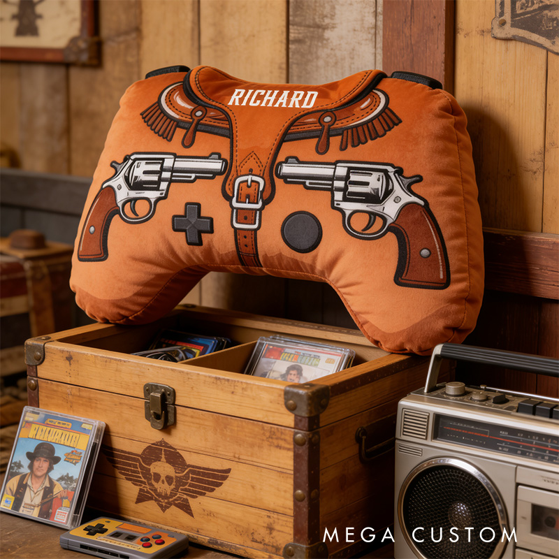 Personalized Graphic 3D Print Western RPG Game Controller Shaped Pillow for Game Lovers Plush Pillow Christmas Gift for Kids