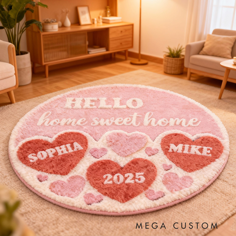 Personalized Home Sweet Home Doormat Custom Names Rug for Couples New Home Gifts Valentine's Day Gifts