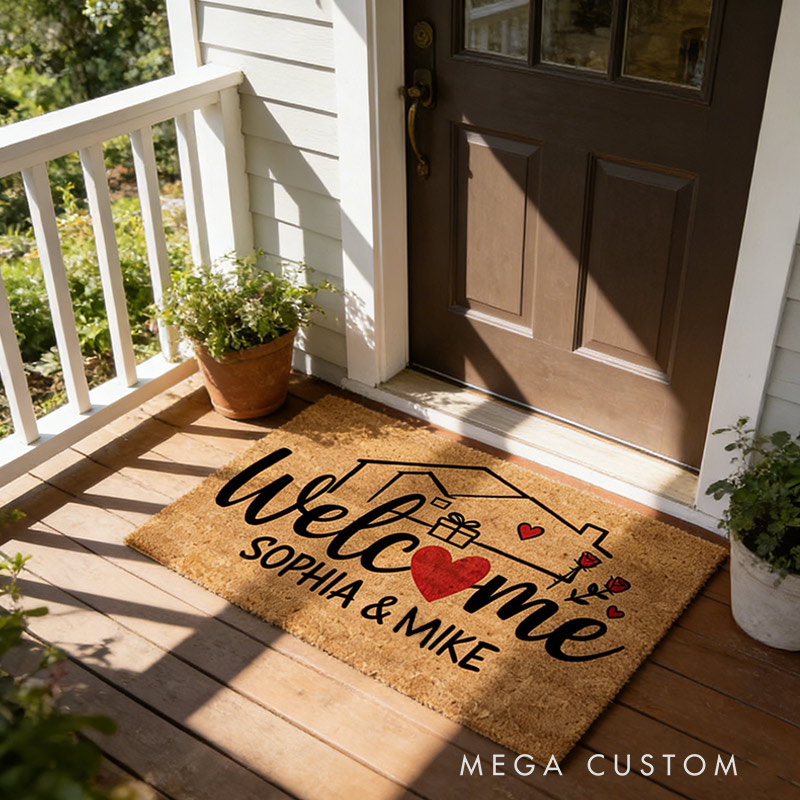 Personalized Sweet Home Doormat Custom Welcome Mat with Name for Couple Valentine's Day Gifts Housewarming Gift