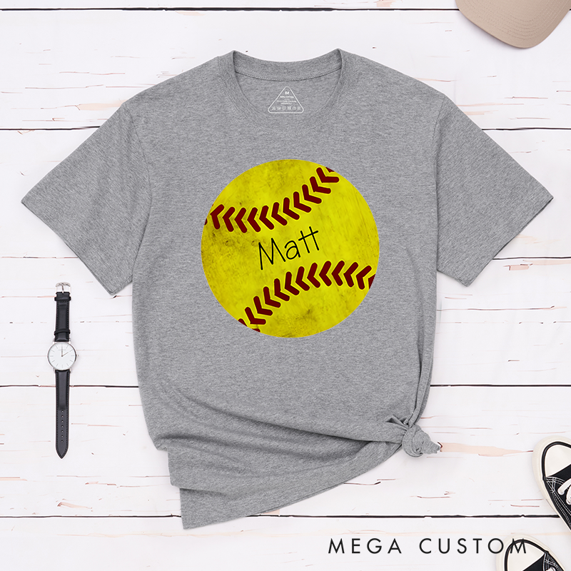 Personalized Softball T-Shirt Design Featuring Custom Name Inside a Bold Softball Graphic