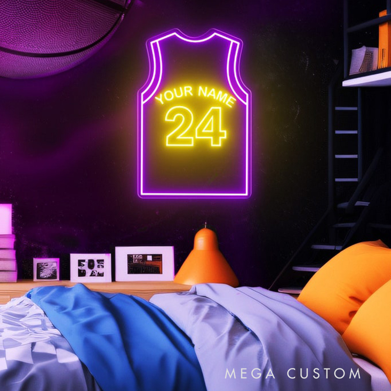 Personalized LED Basketball Neon Light Featuring Your Name and Jersey for Players and Fans