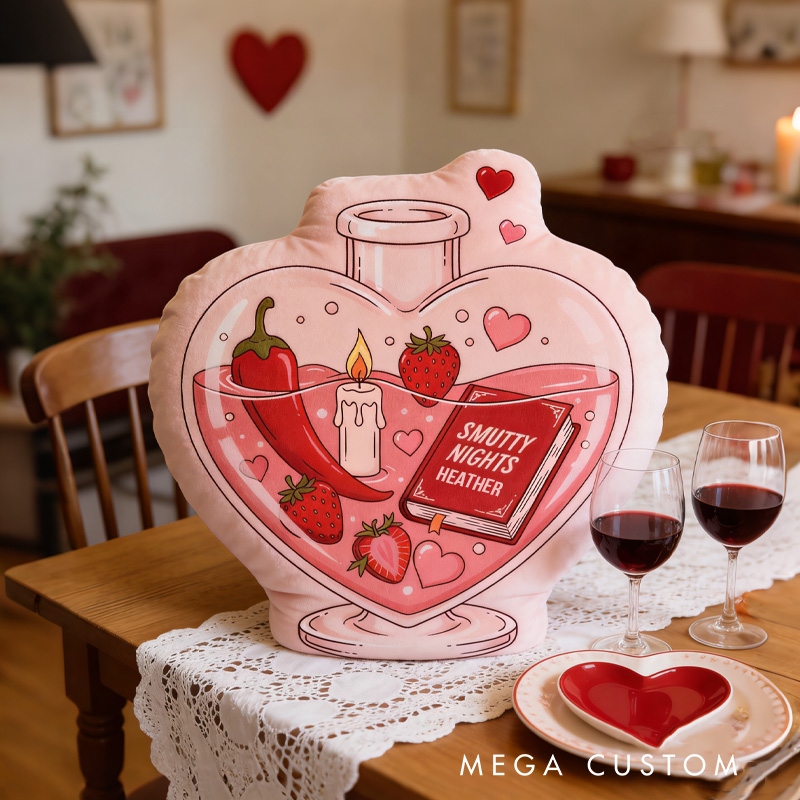 Personalized Book Lover Throw Pillow Graphic 3D Smutty Night Pillow with Name for Girlfriend Wife Bookish Bookworm Valentines Gift