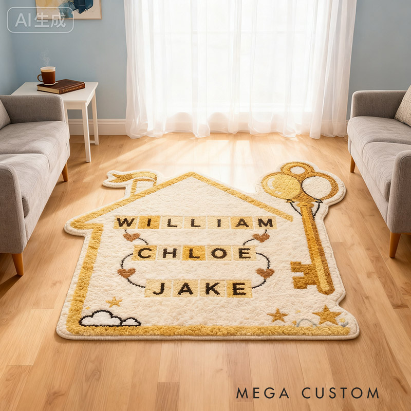 Personalized Sweet Home Doormat Custom House-Shaped Rug with Name New Home Gift Housewarming Gift