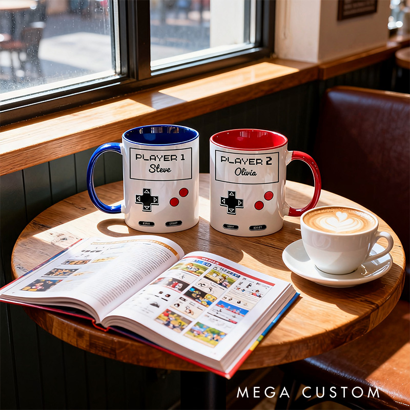 Personalized Gamer Couple Gift Retro Gaming Coffee Cups Matching Video Game Mugs Mr & Mrs Mug for Game Lovers Couples