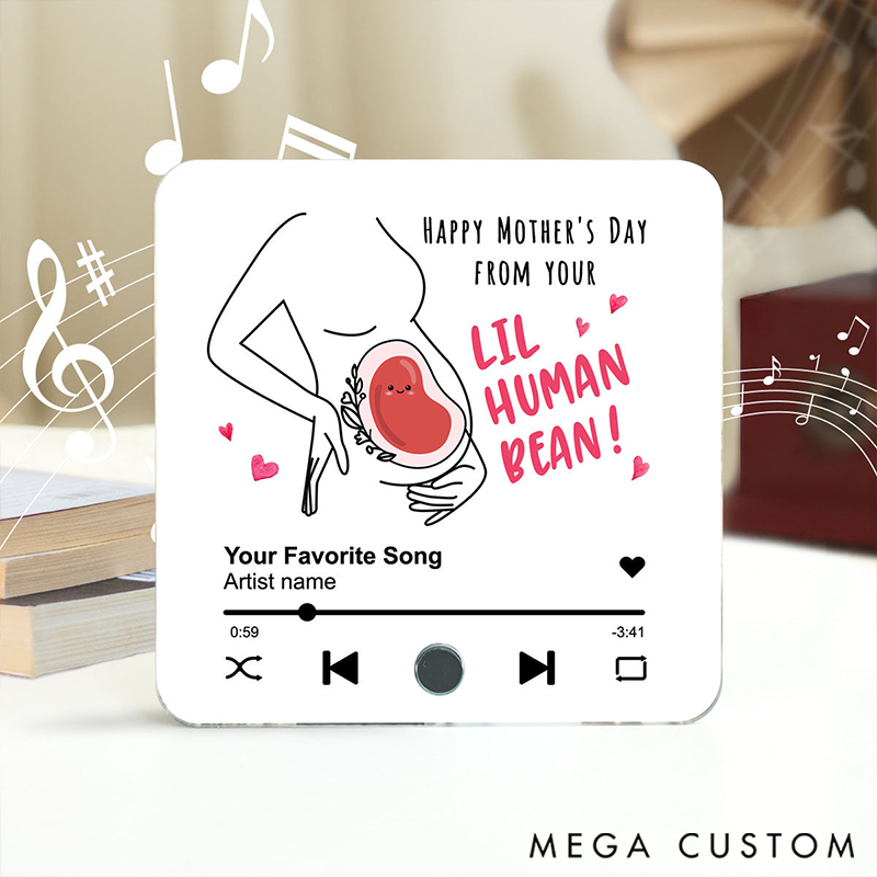 Lil Human Bean Personalized Music Fridge Magnet for Mom and Baby