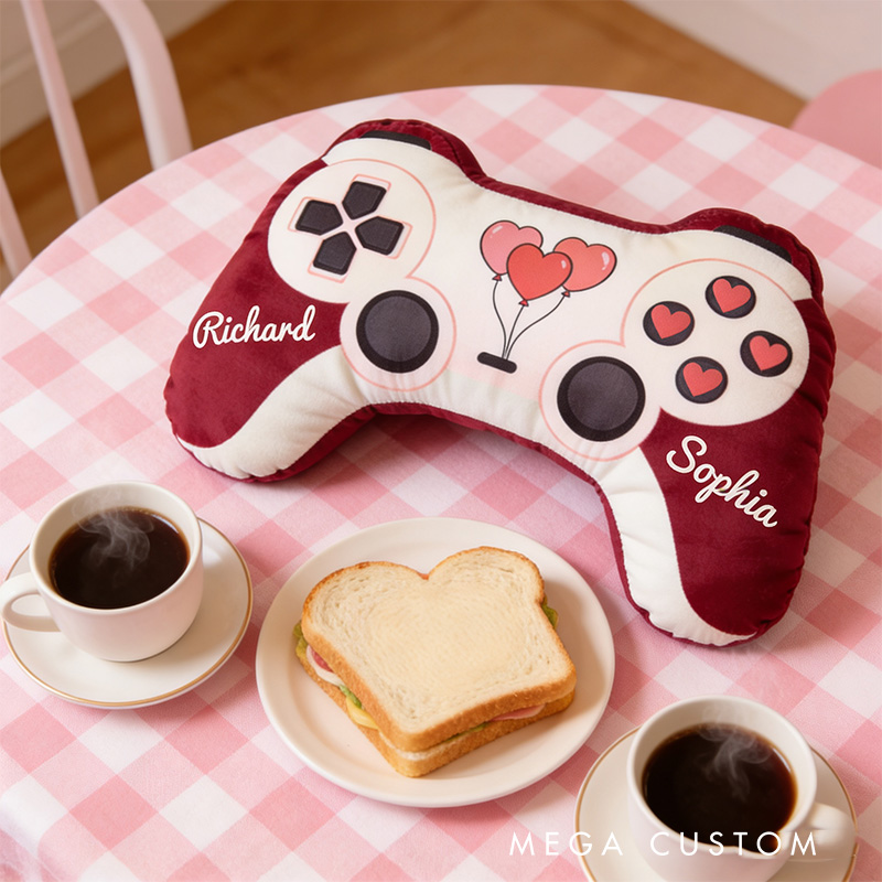 Personalized Love Game Couple Controller Shaped Pillow for Game Lovers Valentines Day Gift Plush Pillow Christmas Gift for Couples
