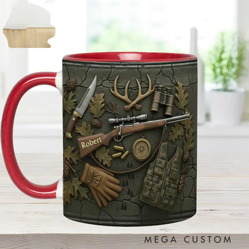 Personalized Hunting Stuff Accent Mug Wild Animal Hunter Cup Deer Buck Hunting Camo Two Tone Coffee Mug Gift for Hunting