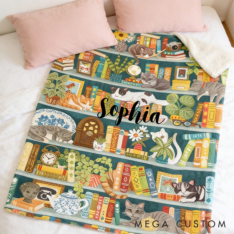 Personalized Botanical Book Nook Blanket Custom Blanket for Book Lovers  Bookworm Librarian Gift