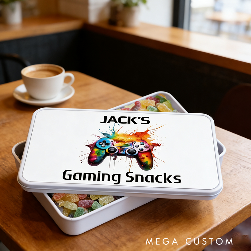 Personalised Gaming Snacks Tin Gift for Teenage Boy Treat Box Christmas Gift for Him Gift for Gamers