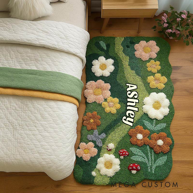 Personalized Name Doormat Custom Gardening Shaped Rug Garden Lover Gift Kids Gift Mother's Day Gift 