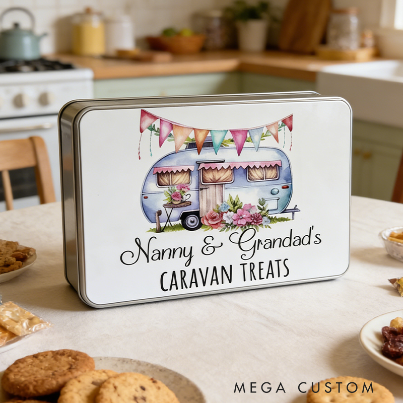 Personalised Treat Tin Caravan Storage Tin Gift for Caravan Fan Caravan Gift for Outdoor Lover