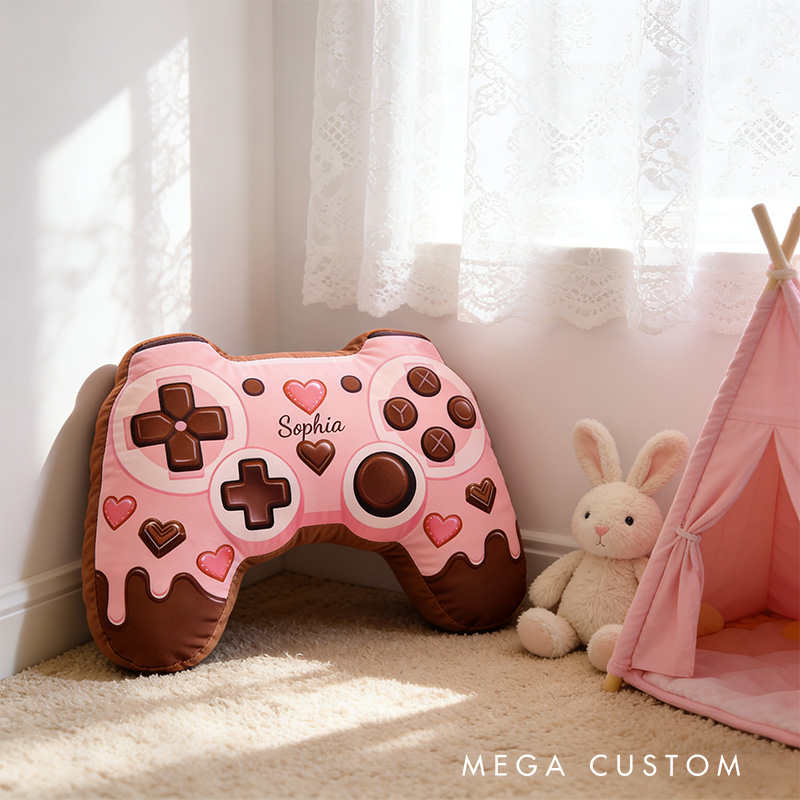 Personalized Love Chocolate Game Couple Controller Shaped Pillow for Game Lovers Valentines Day Gift Plush Pillow Christmas Gift for Couples