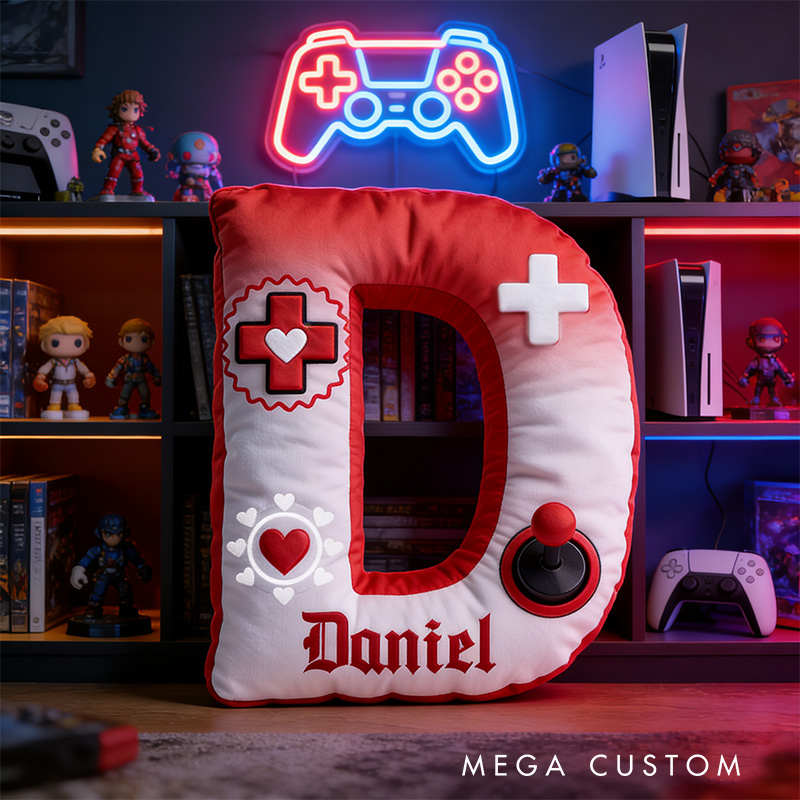 Personalized Love Game Couple Alphabet Shaped Pillow for Game Lovers Valentines Day Gift Plush Pillow Christmas Gift for Couples