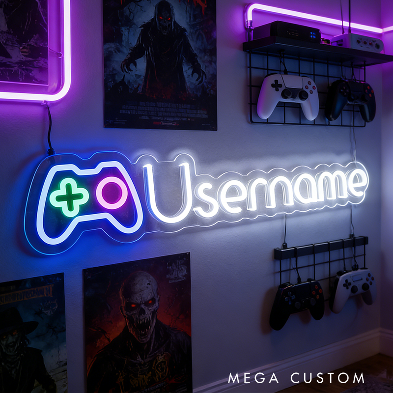 Personalised Custom Gamertag Neon Light Game Tag Neon LED Sign for Streamers and Gamers Decoration Custom Username Neon Sign Gaming Wall Decor