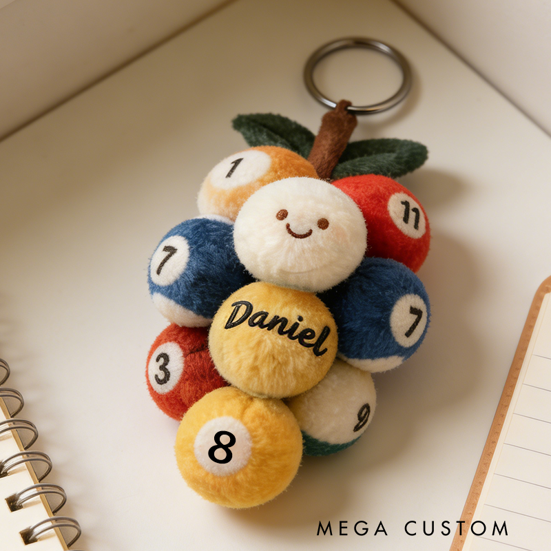 Personalized Billiard Ball Keychain with Custom Name for Pool and Snooker Enthusiasts and Fans
