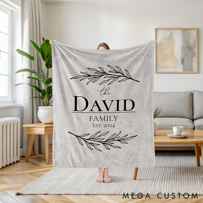 Personalized Family Name Blanket with Name and Date For Family Member