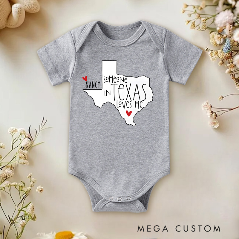 Personalized Someone in Texas Loves Me Baby Onesie Funny Baby Gift