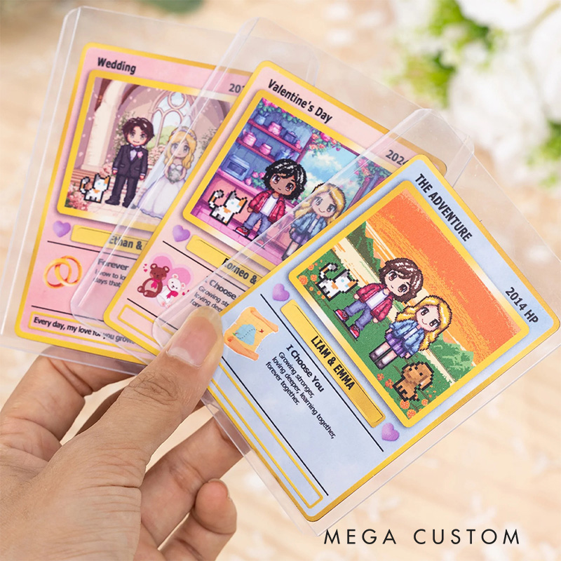 Personalized Cute Pixel Couple Character Classic Game Card with Photo Card Game Collection for Game Lovers Birthday Gift for Couple