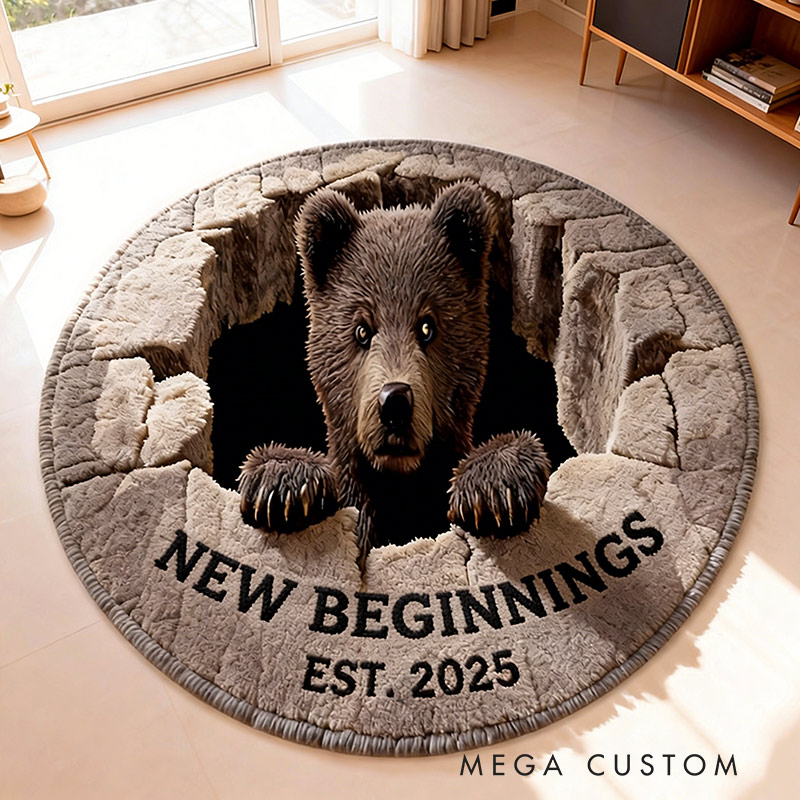 Personalized New Home Rug Custom New Beginnings Rug with Date for Family Housewarming Gift