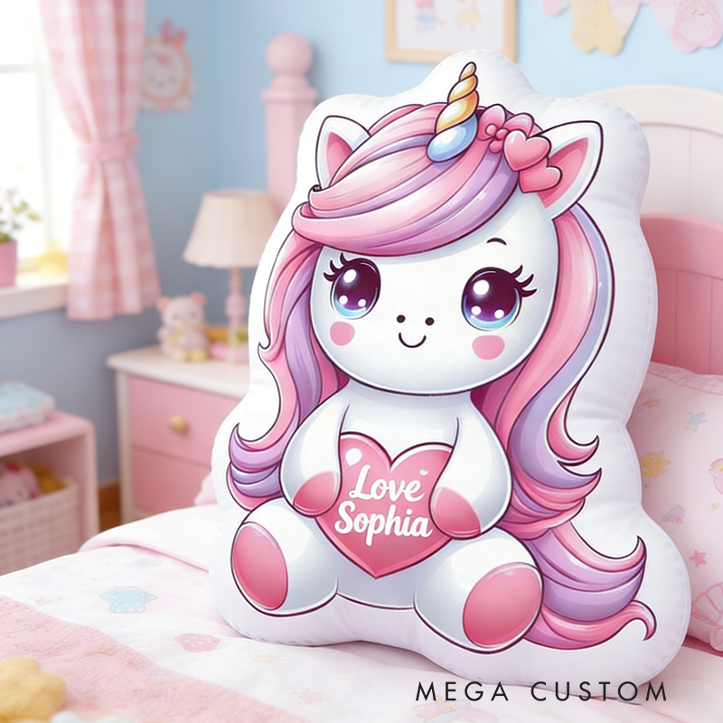 Personalized Valentine's Day Gift Pillow Pastel Colors Custom Name and Whimsical Fantasy Style Graphic 3D Print Pillow for her