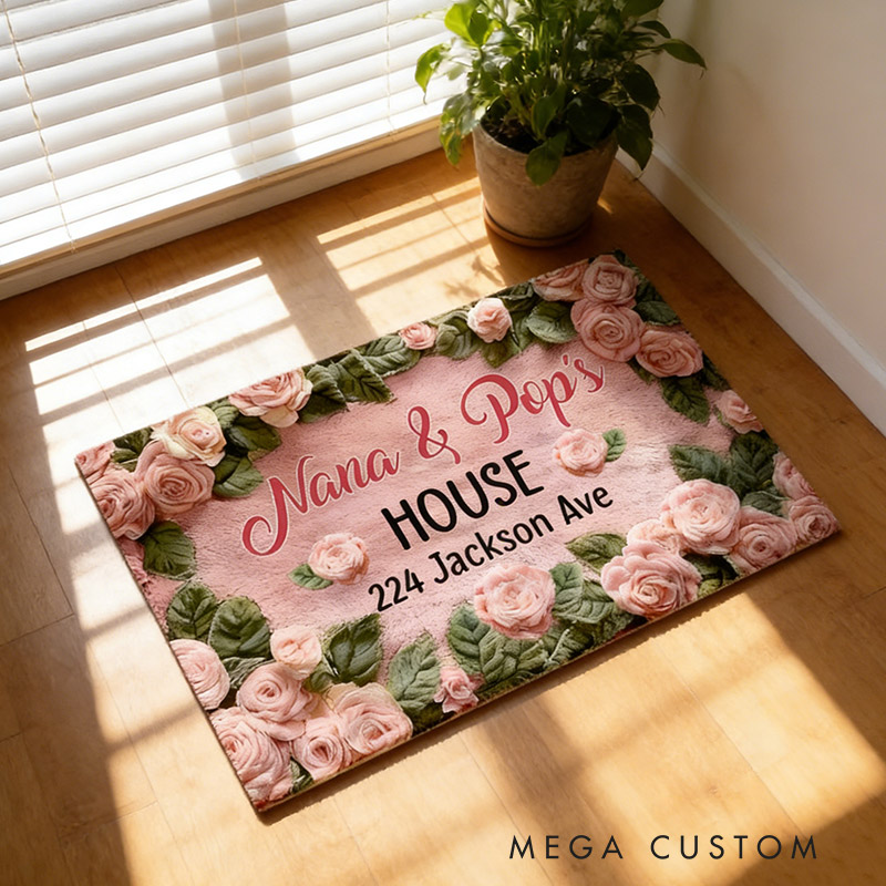 Personalized Welcome Doormat Custom Home Mat with Name for Grandparent Housewarming Gift Valentine's Day Gifts